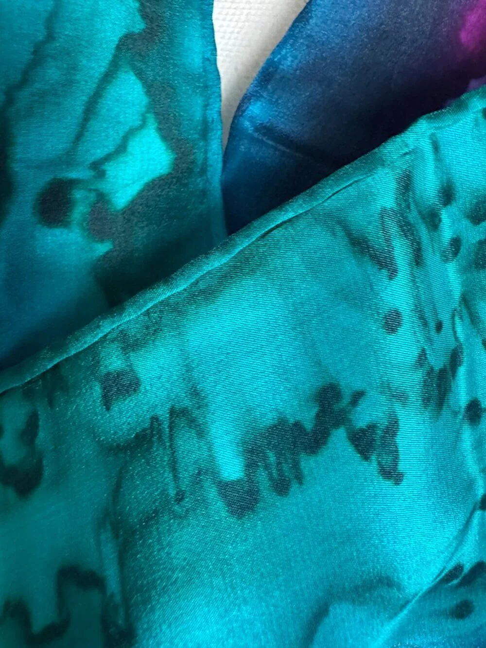 NWOT 100% Silk Abstract Purple & Green & Blue Tie 'Dye